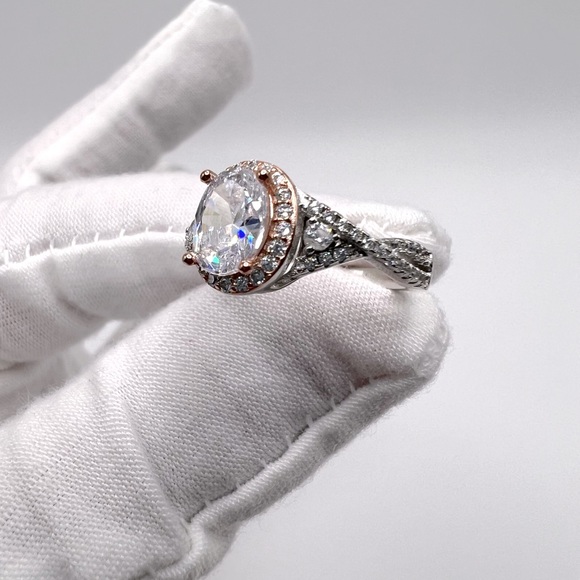 Sterling Silver Two Tone Cz Ring - Picture 5 of 17